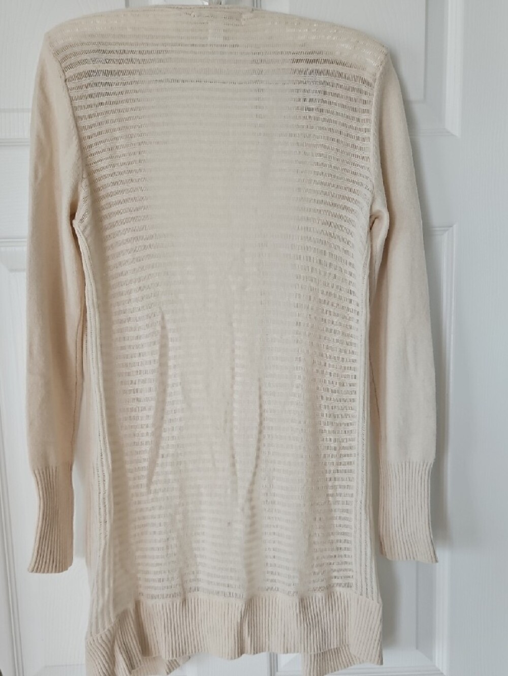 Max Studio Cream Open-Front Ribbed Cashmere Cardigan - Picture 2 of 11